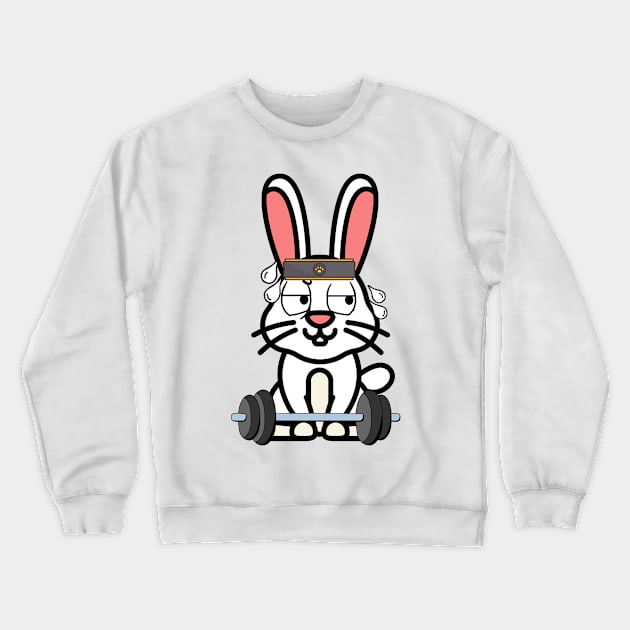 Cute white rabbit is exercising Crewneck Sweatshirt by Pet Station